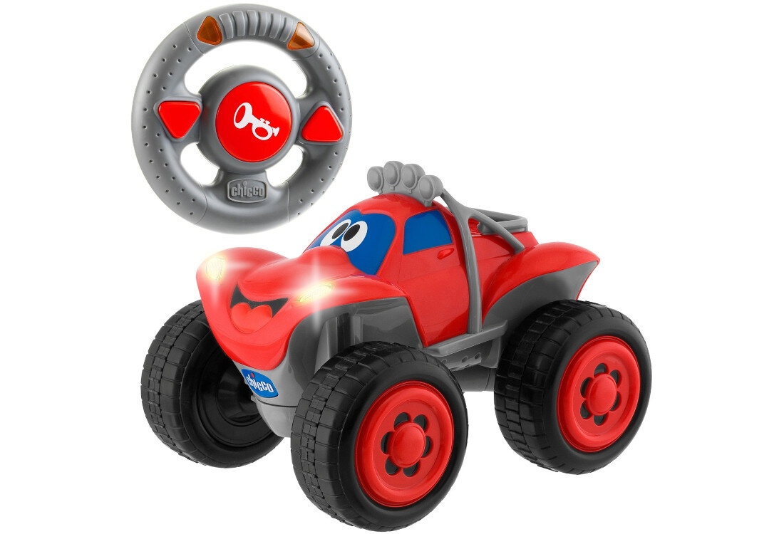 Samochód zdalnie sterowany CHICCO Turbo Team Billy BigWheels Czerwony wygodne zasilanie długi czas działania zabawa