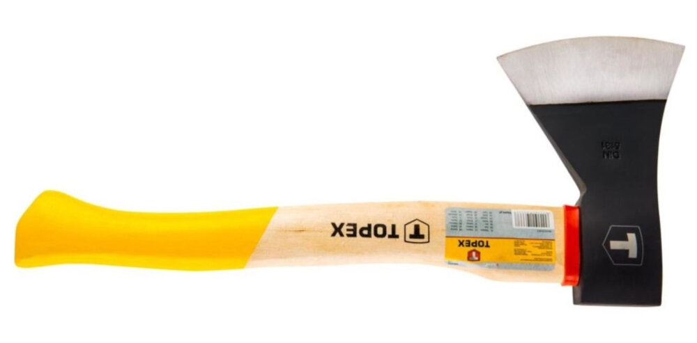Siekiera uniwersalna TOPEX 05A142 1.25 kg trzonek drewniany zabezpieczony lakierem ochrona przed pochlanianiem wilgoci zwiekszona odpornosc na zmienne warunki atmosferyczne dlugie bezawaryjne uzytkowanie trwalosc ergonomia