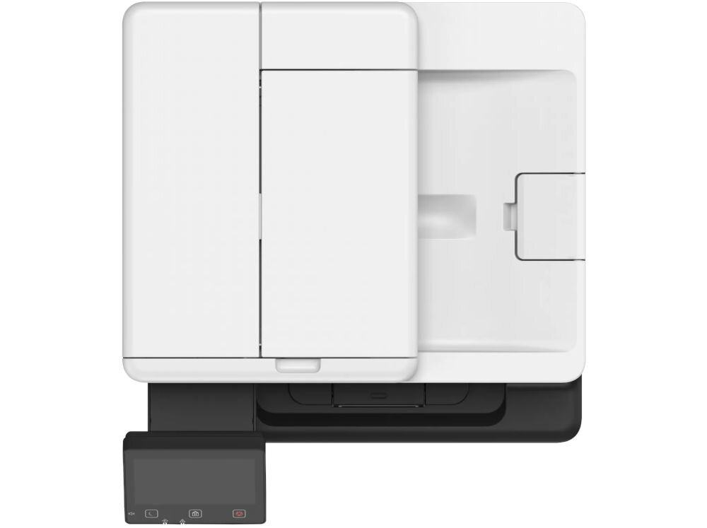 Багатофункціональний принтер CANON i-SENSYS MF463dw II, автоматичний двосторонній друк, Wi-Fi. Вид принтера зверху на білому фоні: якість друку, роздільна здатність, сканер.