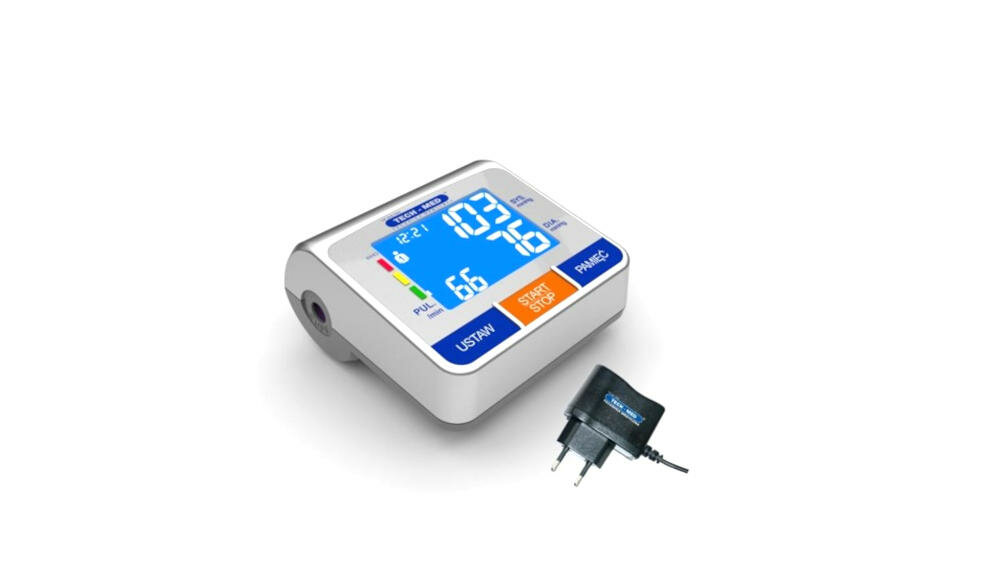 TECH-MED-TMA-500-PRO ciśnieniomierz naramienny mierzenie pomiar ciśnienie ramie obsługa prosta przycisk automatycznie czytelny wyświetlacz wykrywanie arytmii