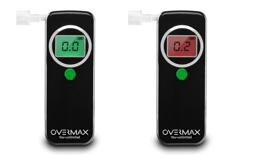 OVERMAX-OV-AD-02 alkomat wyświetlacz podświetlany wygodny wskaźnik gotowości ostrzeżenia wynik kolor czerwony zielony