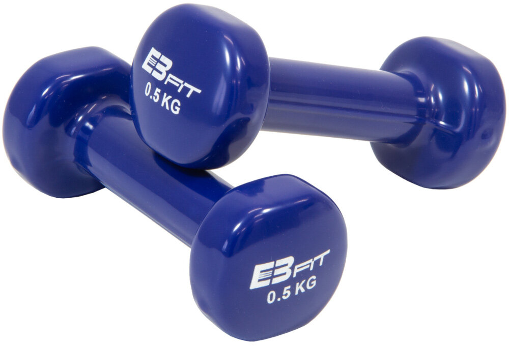 Hantla EB FIT VDB (0.5 kg) w niebieskim kolorze hantle winylowe w domowych siłowniach w profesjonalnych klubach fitness