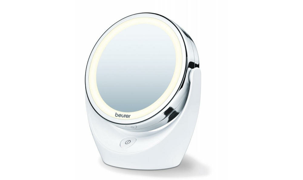 BEURER-BS49 lusterko kosmetyczne kobieta podświetlane obracanie normalnie powiększenie jakość dopasowanie jasne światło ledowe diody led twarz rozjaśniona makijaż baterie