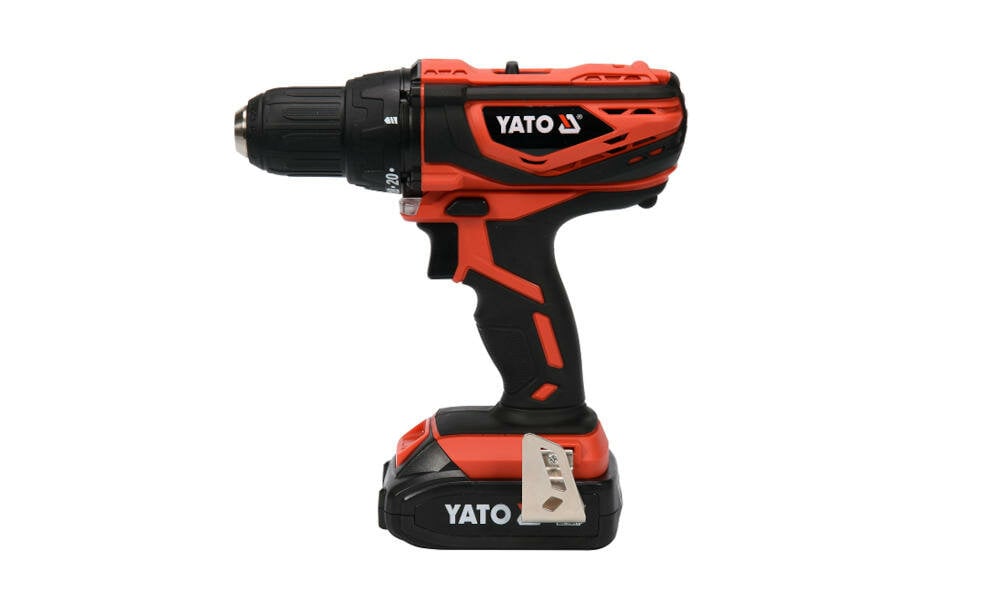 YATO-YT-82782 funkcja szybkie zatrzymanie komfort funkcjonalność praca ergonomiczna rękojeść metalowy zaczep paski zabezpieczenie przegrzanie ogniwa bateria wskaźnik naładowanie