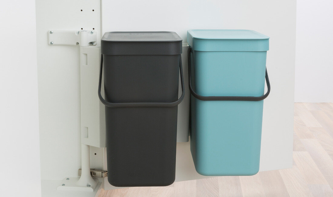 Kosz na śmieci BRABANTIA 110023 Sort & Go 2 x 16L Szary/Miętowy Ekologiczny wybór recykling środowisko