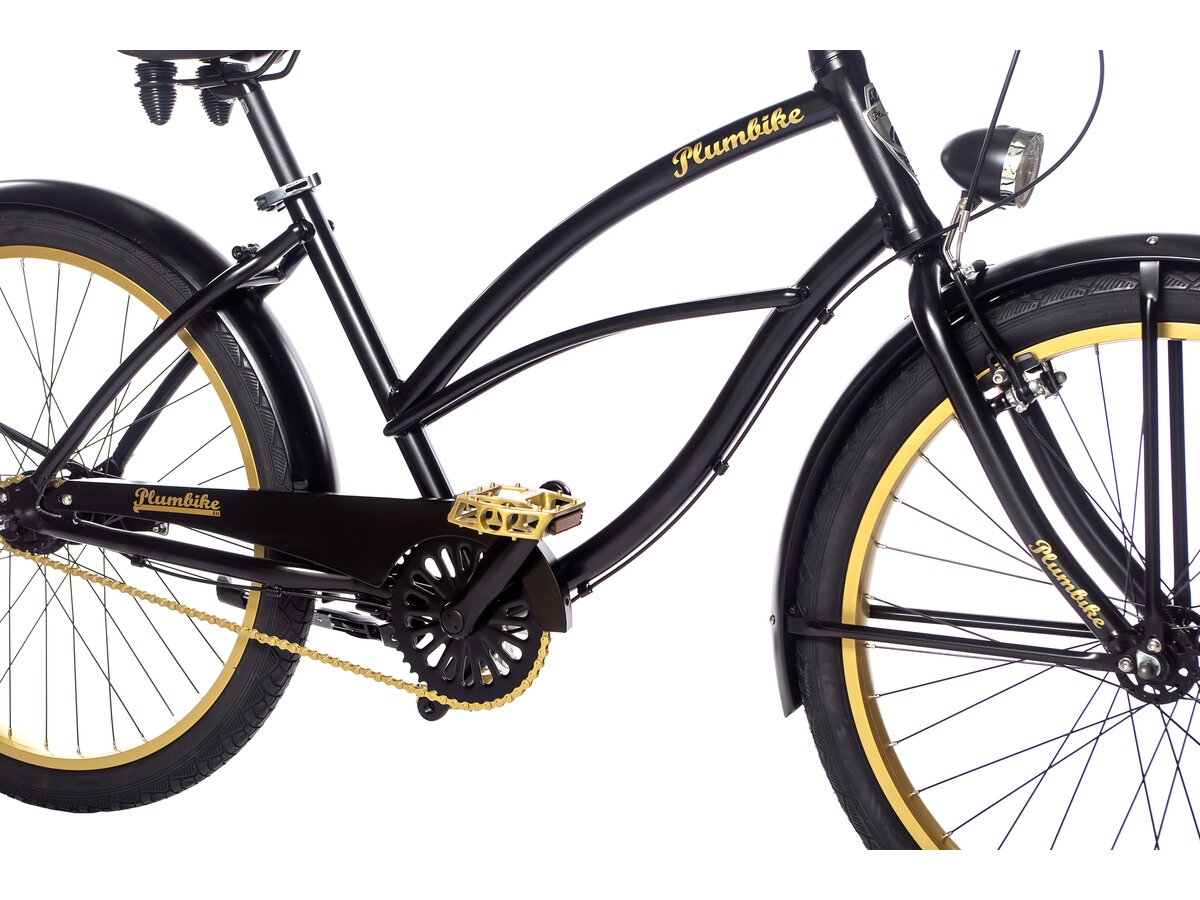 Rower miejski PLUMBIKE La Donna Gold Black 7B 26 cali damski Czarny