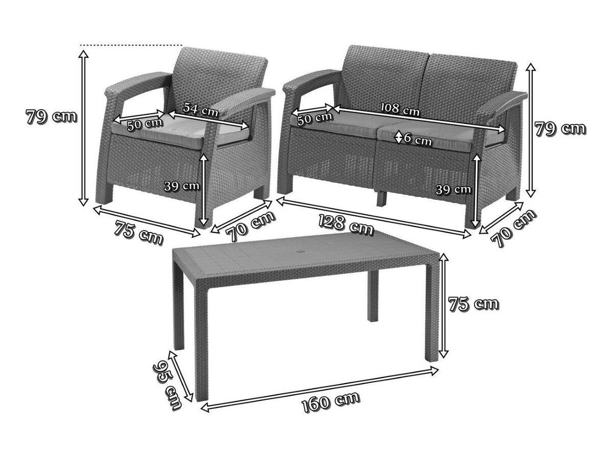 Zestaw mebli ogrodowych KETER Corfu Fiesta Grafitowy sklep Avans.pl