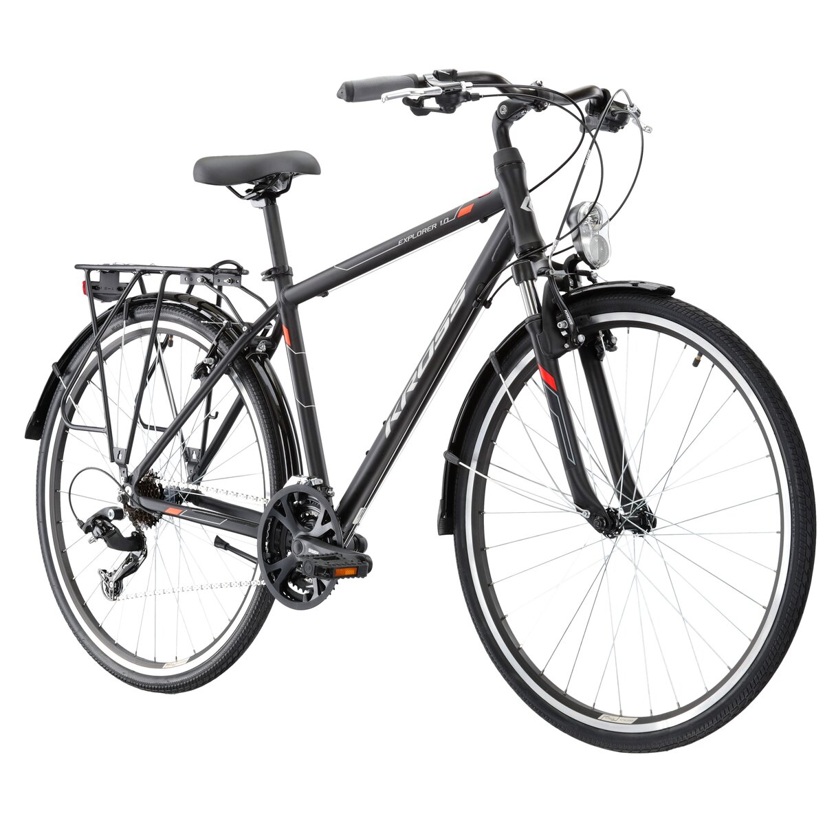 Rower trekkingowy KROSS Explorer 1.0 M17 28 cali męski Czarnosrebrno