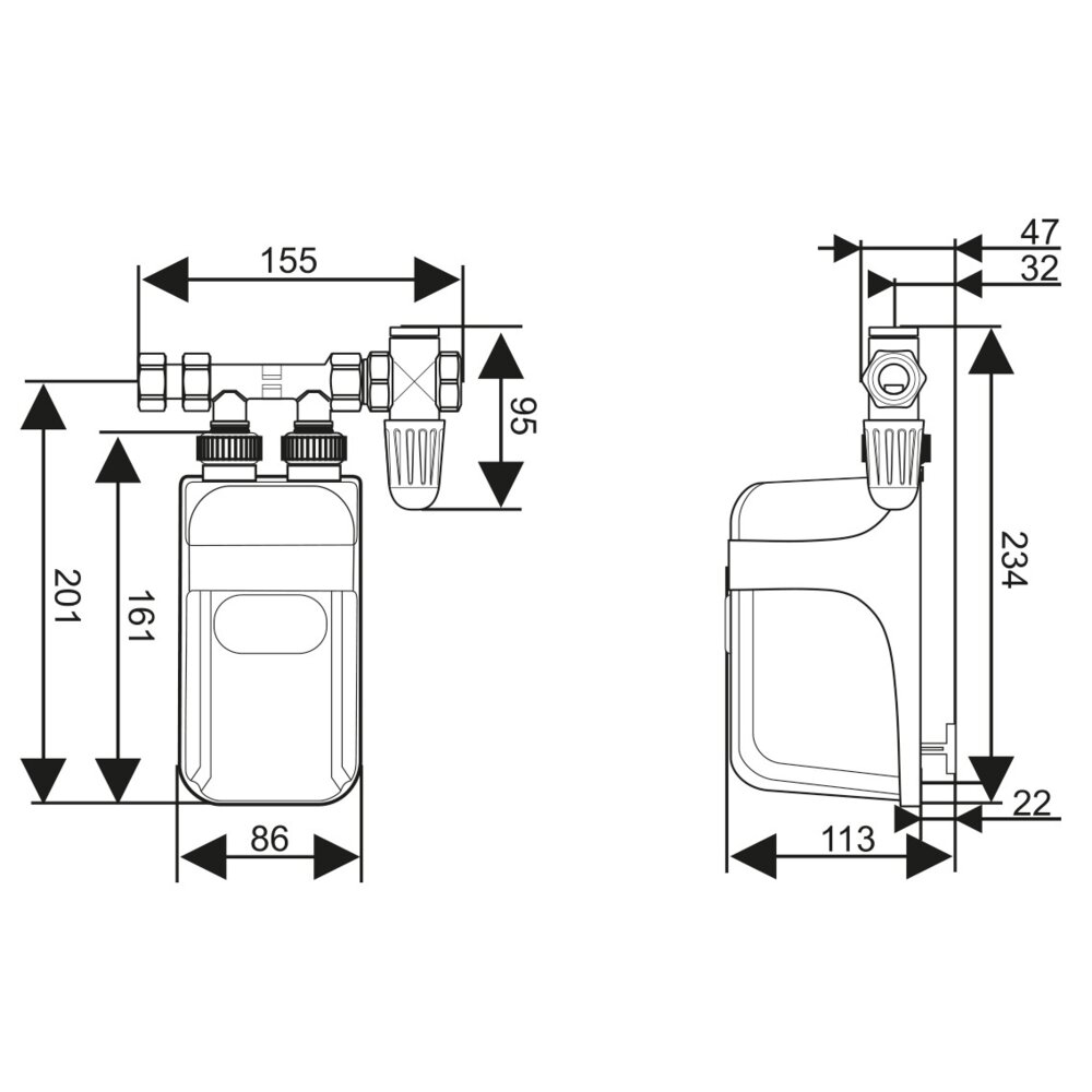 Przepływowy podgrzewacz wody DAFI 7.5 kW z przyłączem (400V)
