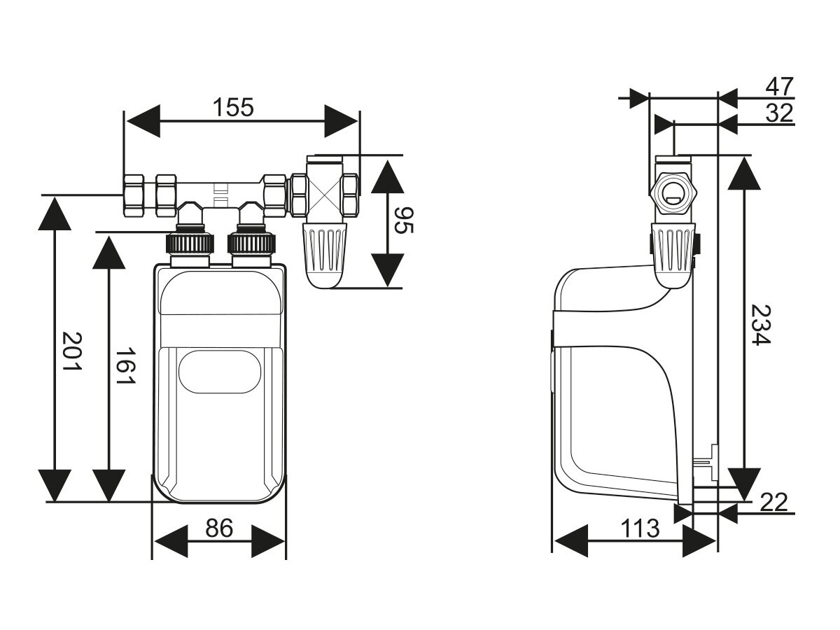 Przepływowy podgrzewacz wody DAFI 7.5 kW z przyłączem (400V)