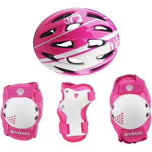 Kask rowerowy VÖGEL VOK-450S Różowy dla dzieci (Rozmiar S) + Zestaw ochraniaczy