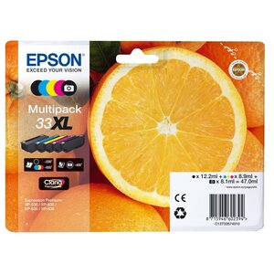 Zestaw tuszów EPSON T3357 Czarny 12.2 ml, Błękitny 8.9 ml, Purpurowy 8.9 ml, Żółty 8.9 ml, Czarny fotograficzny 8.1 ml C13T33574011