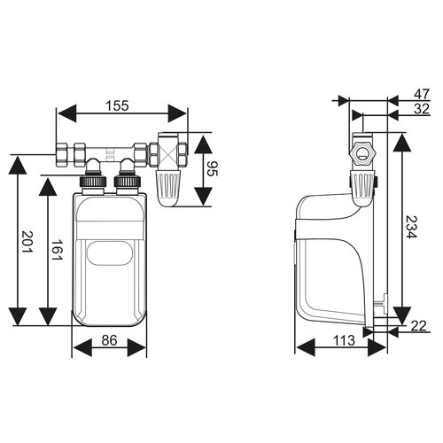 Przepływowy podgrzewacz wody DAFI 7.5 kW z przyłączem (400V)