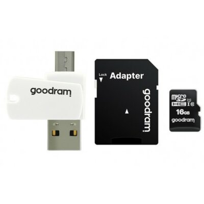 Karta pamięci GOODRAM microSDHC 16GB Adapter + Czytnik-Zdjęcie-0