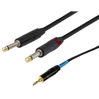 Фото - Інструментальний кабель JACK Kabel SSQ MIJM1 TRS 3.5 mm - 2 x  6.3 mm 1 m 