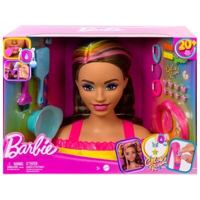 Фото - Лялька Barbie Lalka  Color Reveal Głowa do stylizacji Neonowa tęcza Brązowe włosy 