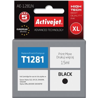 Tusz ACTIVEJET do Epson T1281 Czarny 15 ml AE-1281N